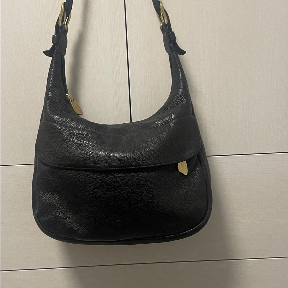 Vintage Libaire Black Pebbled Leather Hobo Bag